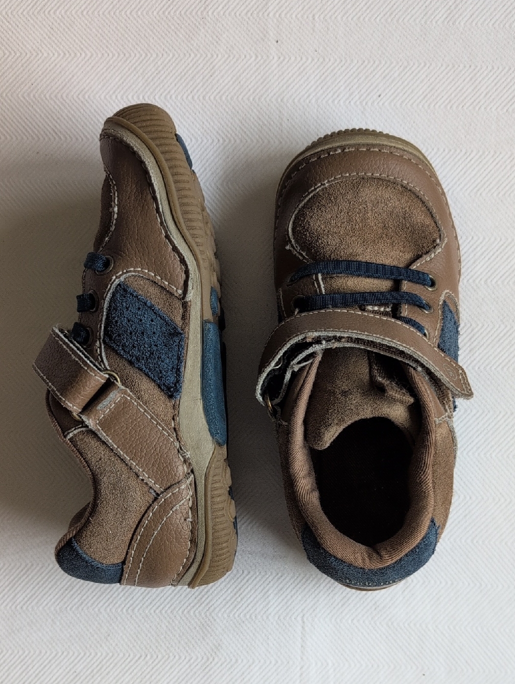 Stride Rite Srt Tech Wes Leather Sneakers Brown Navy Toddler Size 10